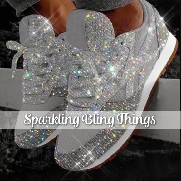 Sparkling Bling Things Shoes - NEW Sparkling Bling Glitter Sneakers Athletic Sports Shoes Silver Black …